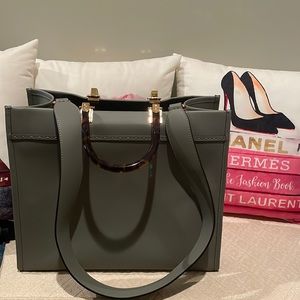 F* Logo Gray/tortoise handle tote